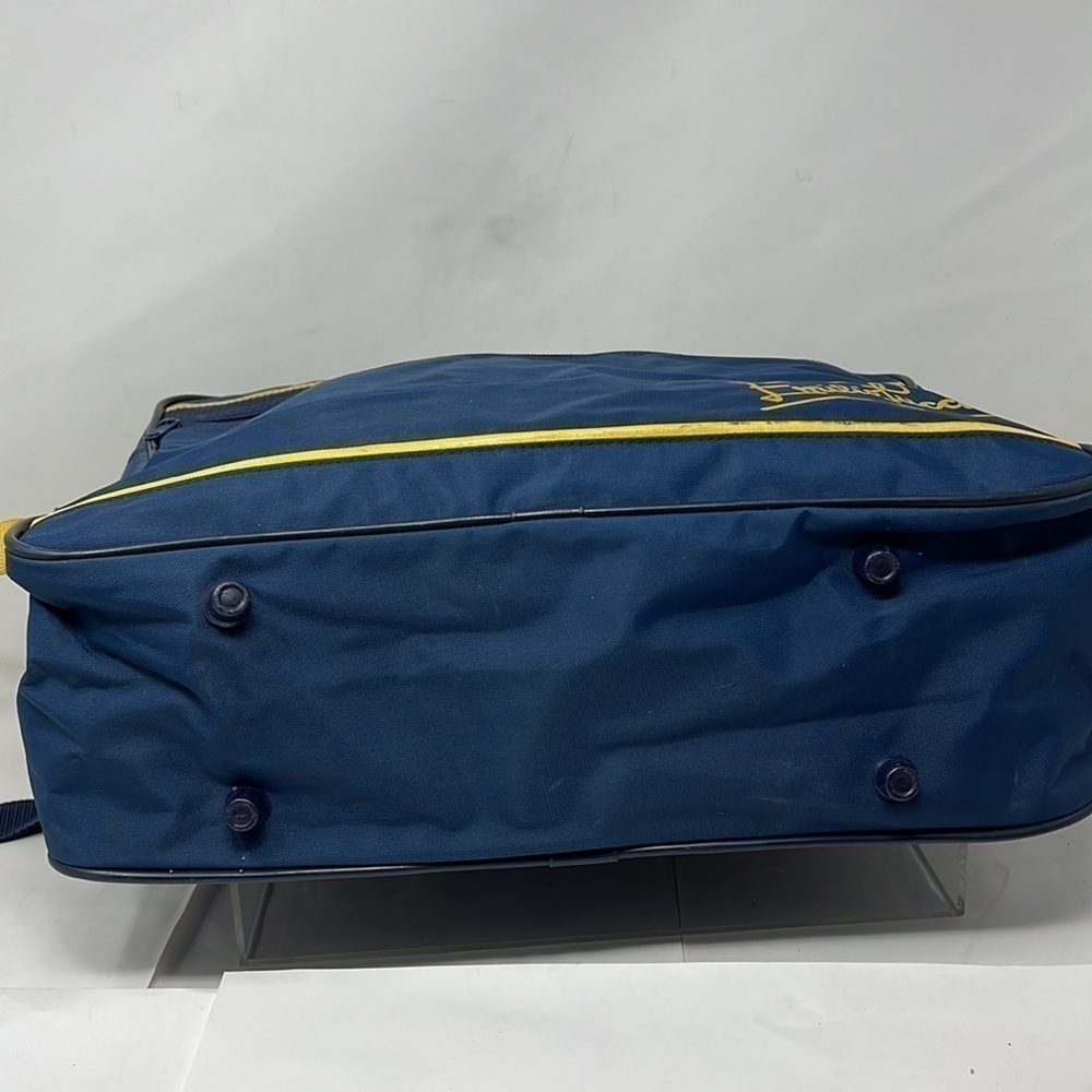 Emilio Pucci 1970’s Nylon Blue Yellow Crossbody Large Zip Tote Bag - Picture 4 of 12